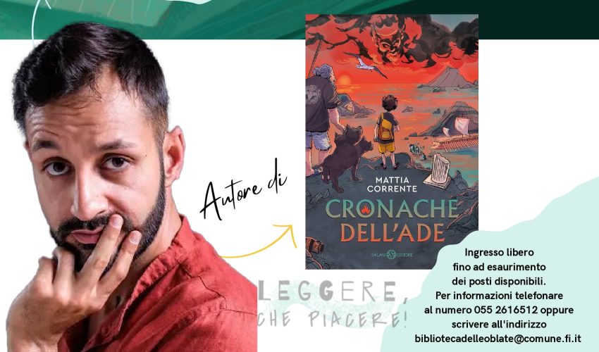 Martedì 21 aprile  ore 16 – Mattia Corrente alla Biblioteca delle Oblate – Sala Sibilla Aleramo